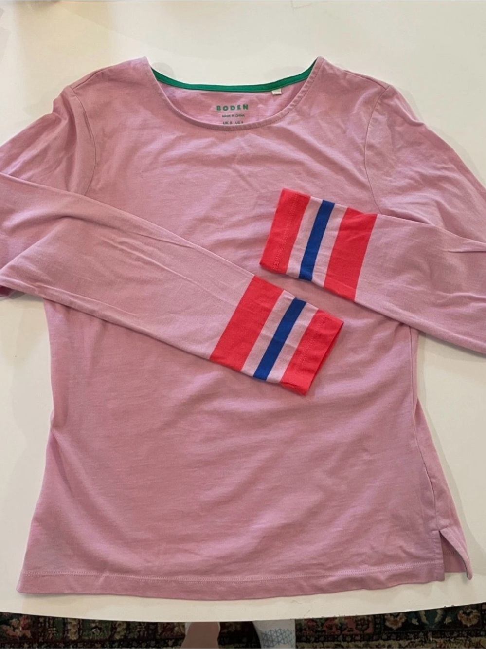 Boden Pink Long Sleeve Pink Size S — 100% Cotton, Like New!